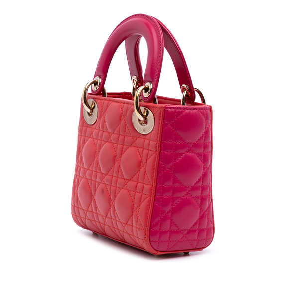 Pre-Loved Dior Mini Bicolor Lambskin Cannage Lady Dior - Picture 2 of 11